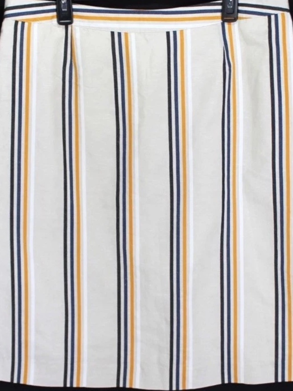 Who What Wear Cream Pencil  with Navy & Gold Stripes cotton/linen/rayon skirt